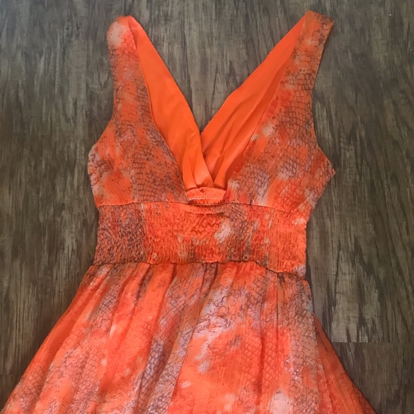 JESSICA TAYLOR ORANGE HI LOW CHIFFON DRESS - Picture 4 of 8